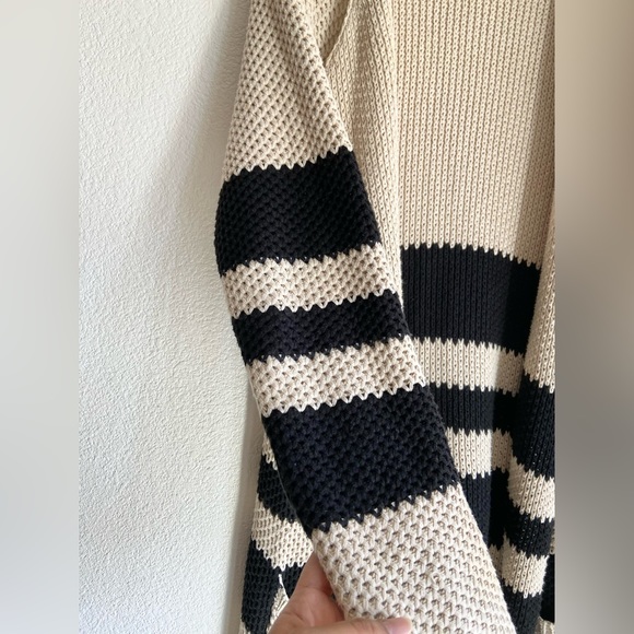 Chaser Long cream and black striped duster open front cardigan - Picture 5 of 13